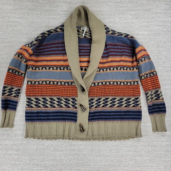 Kirra Wool Blend Toggle Cardigan Sweater Shawl Collar Boho Fall Knit Small - Picture 1 of 16